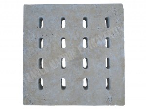 Travertin Beige Grille Siphon Petit Ovale 38x38 cm
