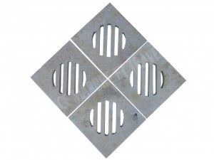 Travertin Beige Grille Siphon Rainure 28x28 cm