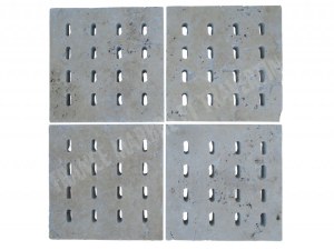 Travertin Beige Grille Siphon Petit Ovale 38x38 cm