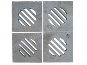 Travertin Beige Grille Siphon Rainure 28x28 cm