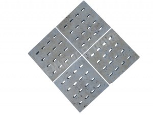 Travertin Beige Grille Siphon Petit Ovale 38x38 cm