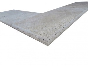 Travertin Beige Marche Escalier d'angle Sortant 30x61 cm