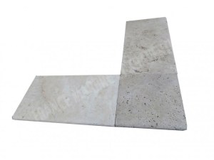 Travertin Beige Marche Escalier d'angle Sortant 30x30 cm