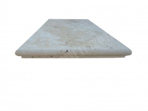 Travertin Beige Marche Escalier d'angle Sortant Gauche Ogee 30x61 cm