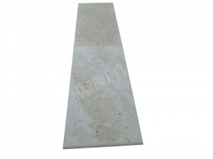 Travertin Beige Marche Escalier d'angle Sortant Gauche Ogee 30x61 cm