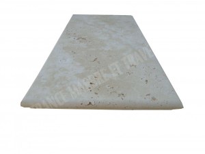 Travertin Beige Marche Escalier d'angle Sortant Gauche Ogee 30x61 cm