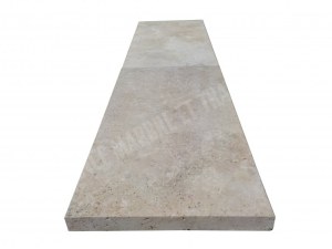 Travertin Beige Clair Margelle de Piscine 2 Bord Chanfreiné 30,5x61 cm