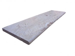 Travertin Beige Nuancé Margelle de Piscine Bord Arrondi 33x61x3cm rustique