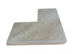 Travertin Beige Nez de Marche Angle Sortant Arrondi 60x60 cm