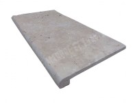 Travertin Beige Nez de Marche Arrondi 20,3x40,6 cm Épaisseur : 3 cm Qualité : Rustique