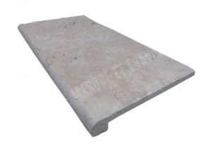 Travertin Beige Nez de Marche Arrondi 20,3x40,6 cm Épaisseur : 3 cm Qualité : Rustique