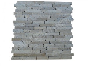 Travertin Beige - Noce Mosaïque 1,5 cm Modèle Bâtonnet