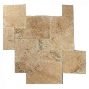 Travertin Rustique Gold 1.2cm Opus Romain 1er Choix