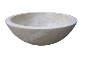 Travertin Classique Beige Vasque Modèle Bol Hauteur : 15 cm Qualité : 1'er Choix Diamèt...