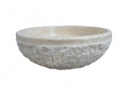Travertin Classique Beige Vasque Bol Eclaté Hauteur : 15 cm Qualité : 1’er Choix Diamèt...
