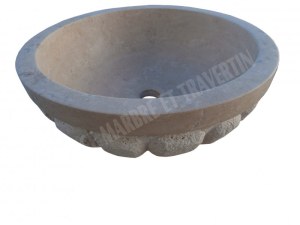 Travertin Classique Beige Vasque Melon Bouchardé 1er choix