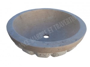 Travertin Classique Beige Vasque Melon Bouchardé 1er choix