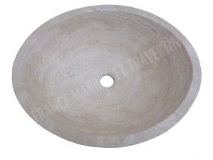Travertin Beige Vasque Modèle Ovale 40x50 cm Hauteur : 15 cm Qualité : 1’er Choix Fini...
