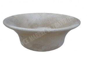 Travertin Classique Beige Vasque Modèle Pot Hauteur : 15 cm Qualité : 1'er Choix Diamèt...
