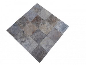 Travertin Gris Silver 20x20x2cm Rustique