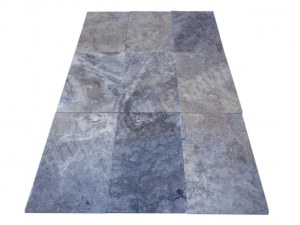 Carrelage travertin gris silver 40x60x1,2 cm rustique