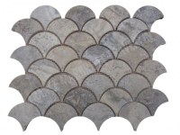 Travertin Silver Arabesque & Motif Mosaïque 31x25 cm