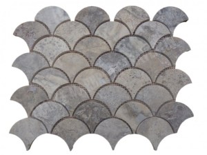 Travertin Silver Arabesque & Motif Mosaïque 31x25 cm