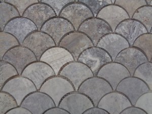 Travertin Silver Arabesque & Motif Mosaïque 31x25 cm