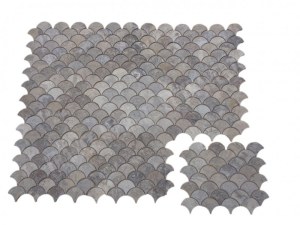 Travertin Silver Arabesque & Motif Mosaïque 31x25 cm