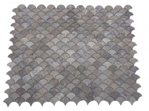 Travertin Silver Arabesque & Motif Mosaïque 31x25 cm