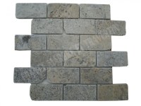 Travertin Silver Mosaïque 4,8x10 cm