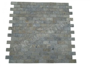 Travertin Silver Mosaïque 4,8x10 cm Qualité : Rustique Finition : Antique & Vieilli