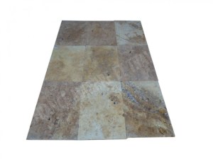 Carrelage travertin jaune 40x60x1.2 cm rustique