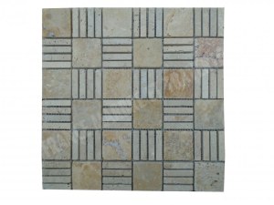 Travertin Jaune - Beige Mosaïque Modèle Paris