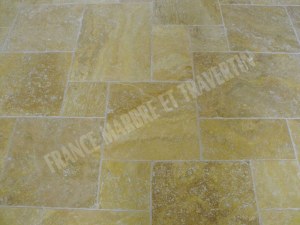 Travertin Jaune Or 1.5cm Big Opus Romain 1er Choix