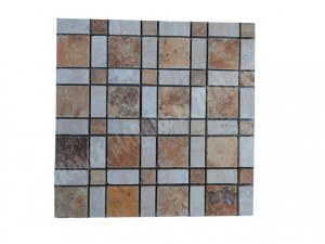 Travertin Jaune - Beige Mosaïque Modèle Carré