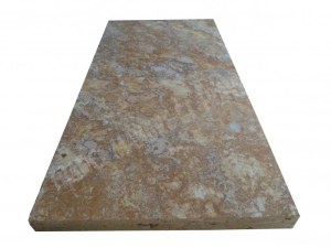 Travertin Jaune Margelle de Piscine Bord Droit 30,5x61 cm