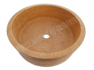 Travertin Jaune Vasque Modèle Cylindre Strié