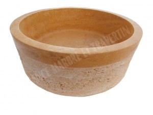 Travertin Jaune Vasque Modèle Cylindre Strié