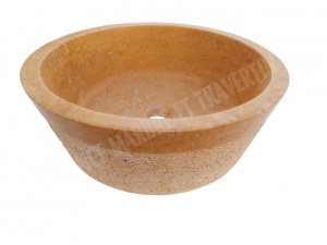 Travertin Jaune Vasque Modèle Mi-Conique Strié 1er choix