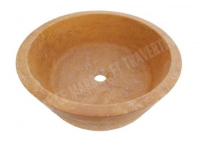 Travertin Jaune Vasque Modèle Mi-Conique Strié 1er choix