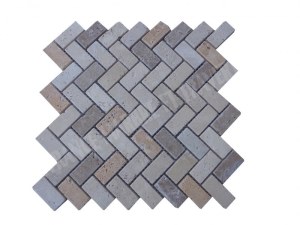 Travertin Multicolore Mosaïque Parquet 2,3x4,8 cm
