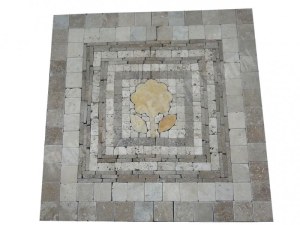 Travertin Multicolore Rosace Arbre 61x61 cm