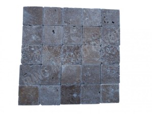 Travertin Noce 10x10 cm Épaisseur : 1 cm Qualité : Rustique Finition : Antique & Vieilli