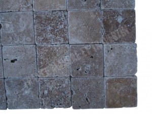 Travertin Noce 10x10 cm Épaisseur : 1 cm Qualité : Rustique Finition : Antique & Vieilli