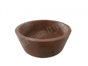 Travertin Noce Marron Vasque Modèle Mi-Conique Hauteur : 15 cm Qualité : 1’er Choix Di...