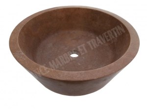 Travertin Noce Marron Vasque Modèle Mi-Conique Hauteur : 15 cm Qualité : 1’er Choix Di...