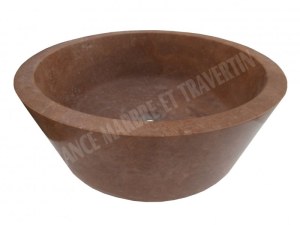 Travertin Noce Marron Vasque Modèle Mi-Conique Hauteur : 15 cm Qualité : 1’er Choix Di...