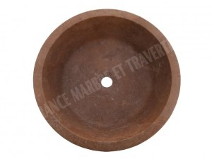 Travertin Noce Marron Vasque Modèle Mi-Conique Hauteur : 15 cm Qualité : 1’er Choix Di...