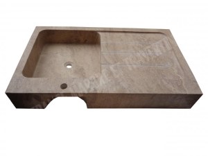 Travertin Noce Marron Évier 1 Bac 100x60 cm